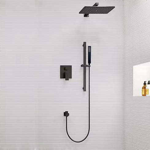 Juego de mezclador de ducha de baño cuadrado negro mate de Hotel de gama alta 2022 en juego de grifo de ducha de lluvia integrado en la pared